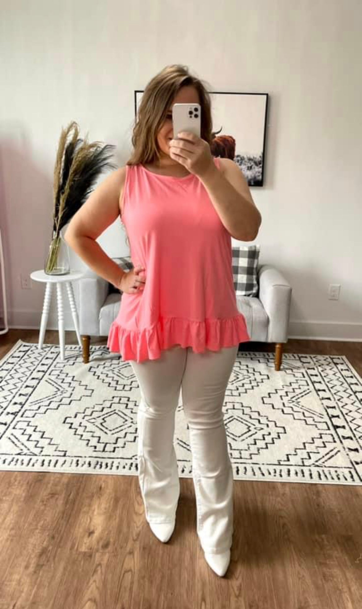 Bright Pink Ruffle Tank