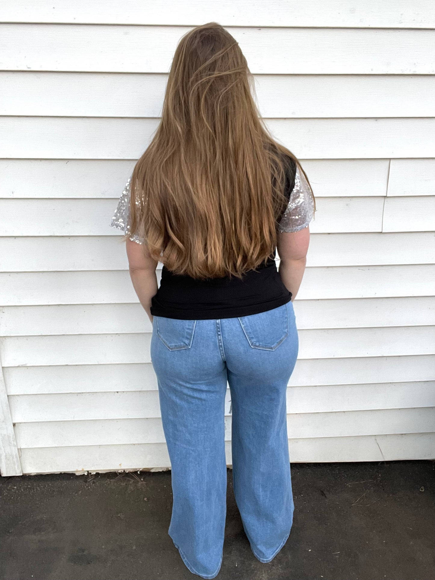 Melanie Distressed High Waist Flare Jeans