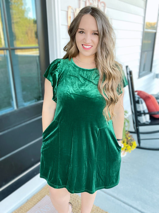 Lucy Green Velvet Dress