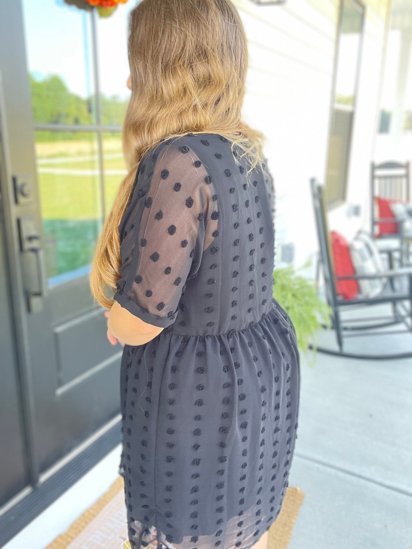 Black Swiss Dot Dress