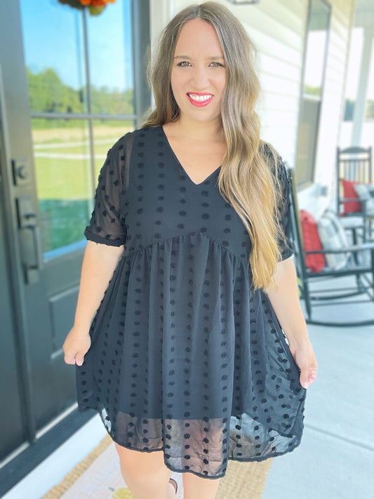 Black Swiss Dot Dress