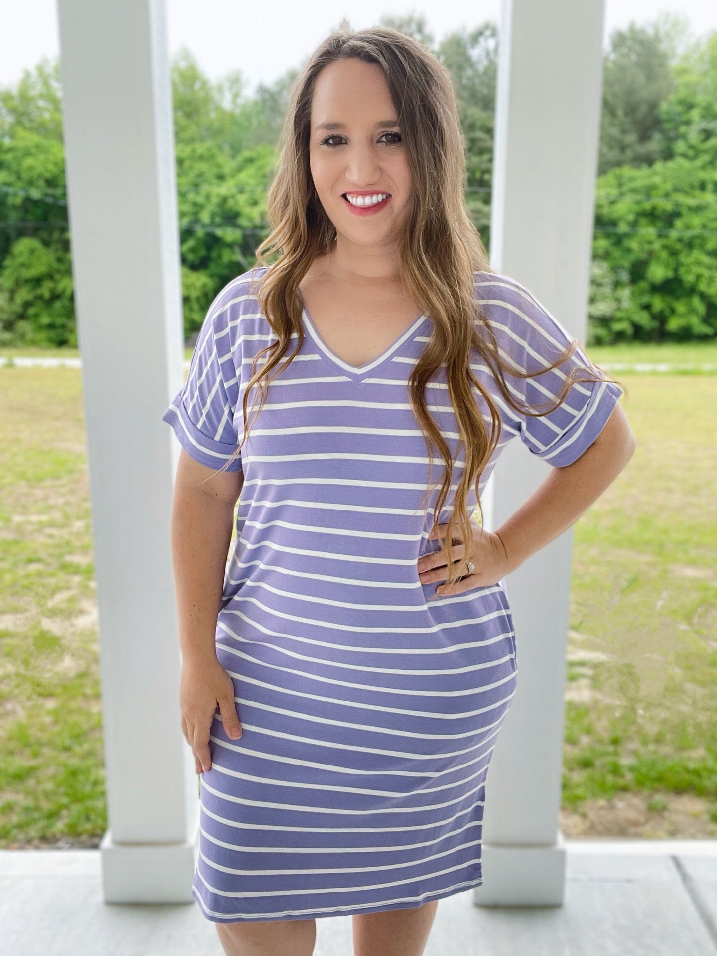 Lavender Striped Dress