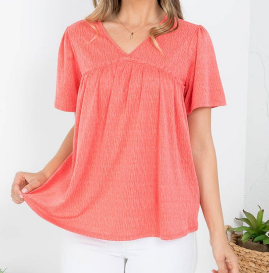 Coral Babydoll Top