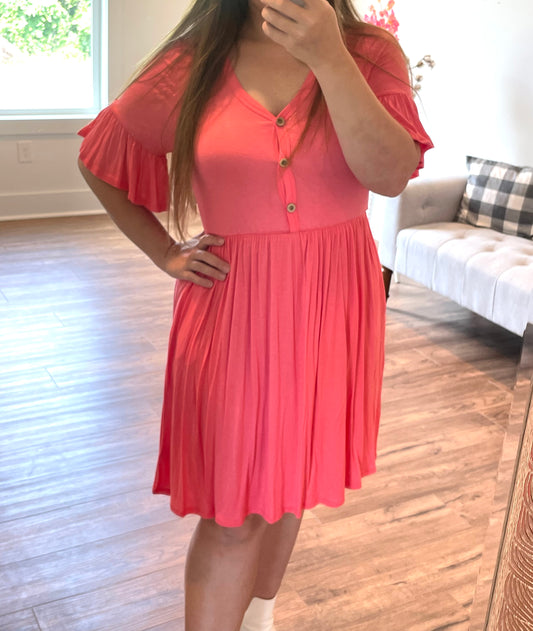 Coral Babydoll Dress