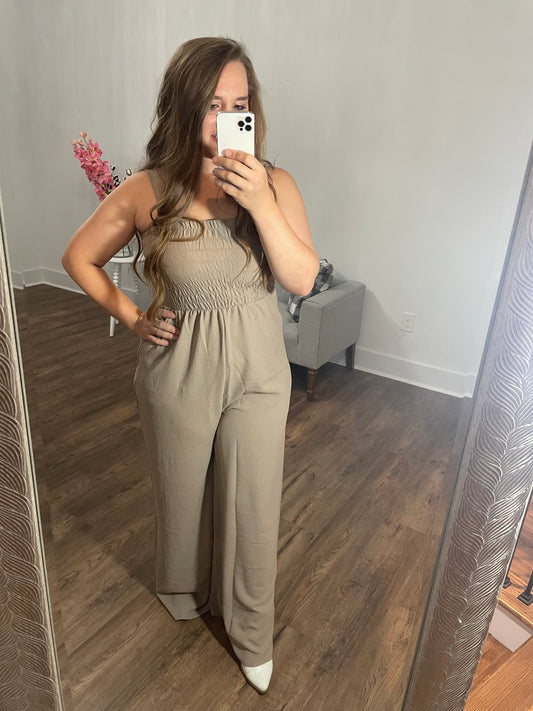 Raw Hemline Mocha Jumpsuit