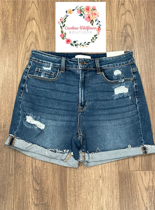 Heather Semi Distressed Shorts