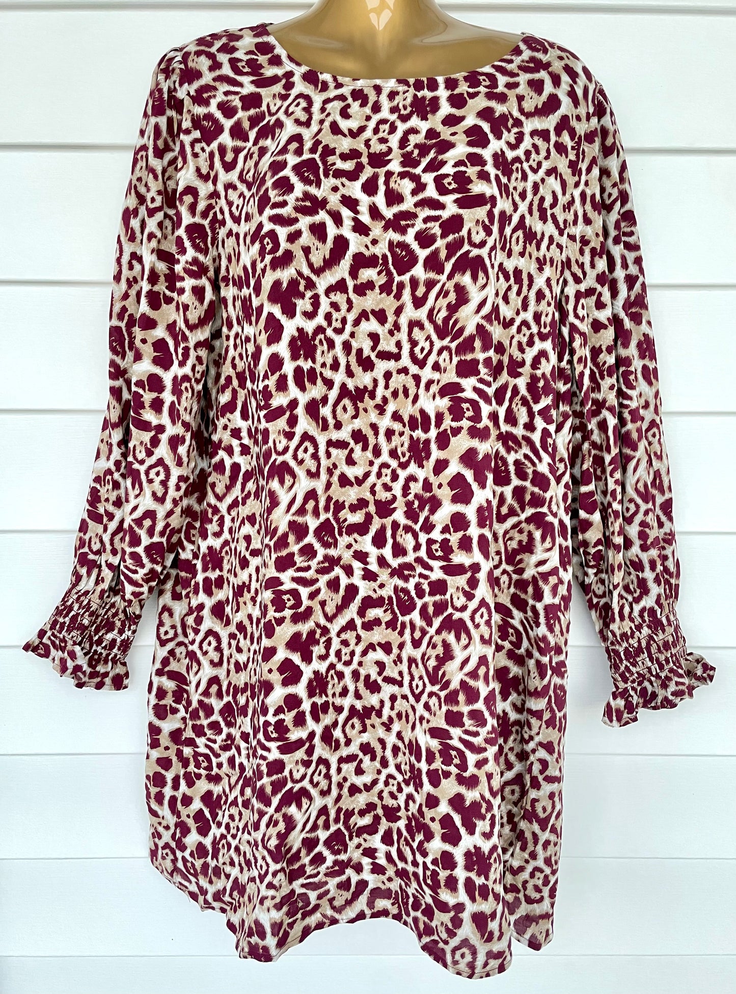 Jenna Burgundy Printed Dress