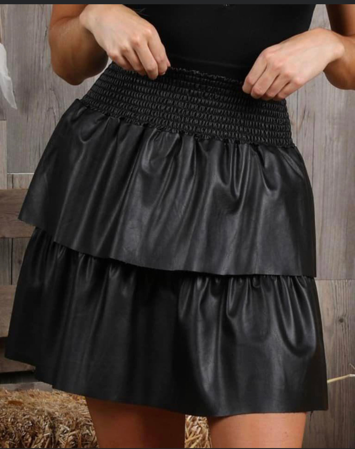 Faux Leather Tiered Skirt