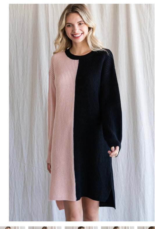 2 Tone Sweater Dress