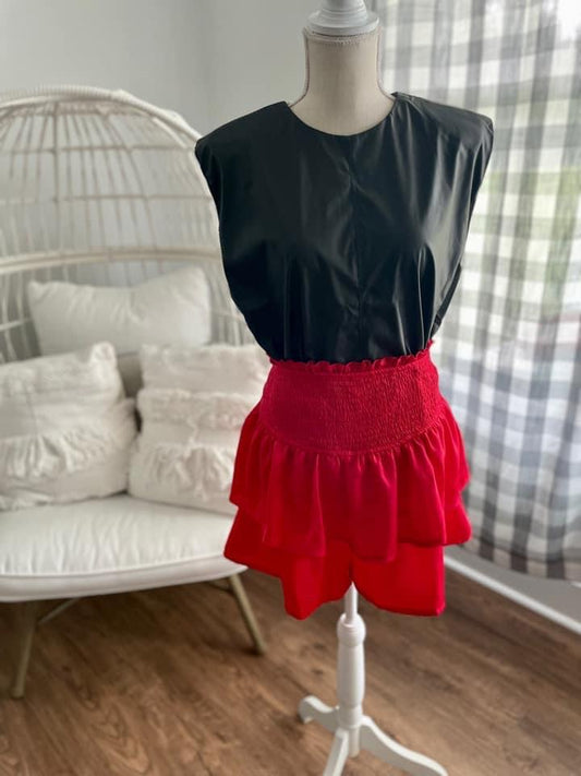 Red Flutter Shorts