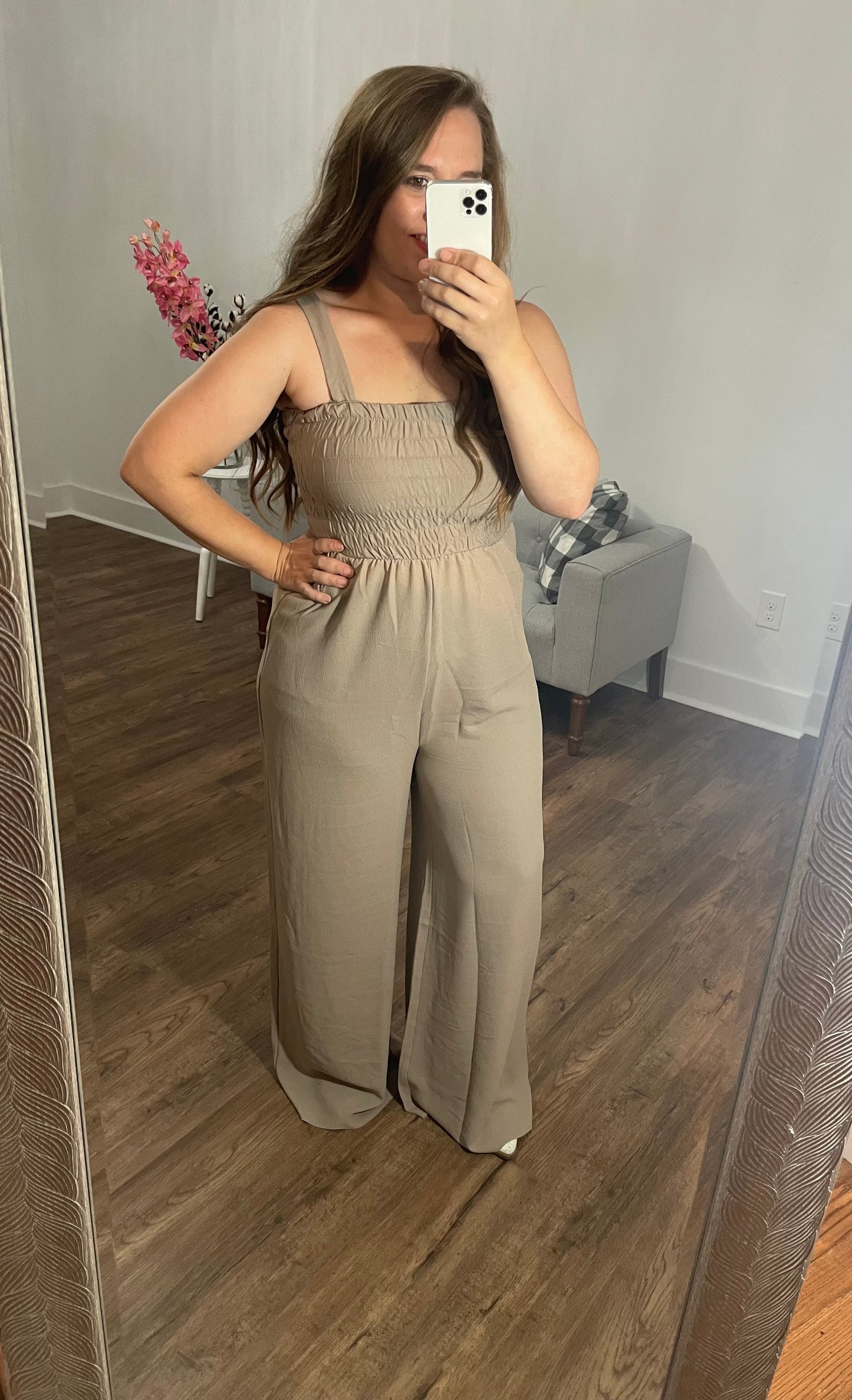 Raw Hemline Mocha Jumpsuit