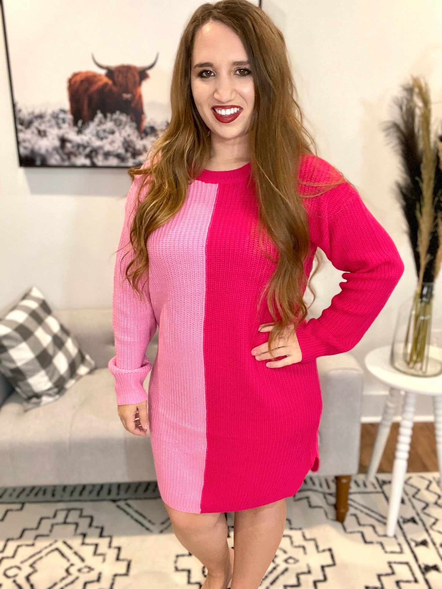 Shades of Pink Sweater Dress