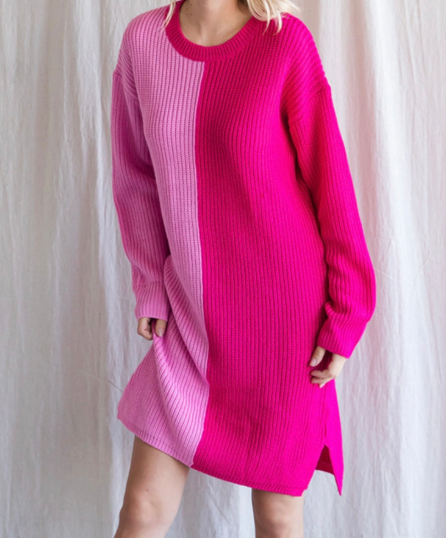 Shades of Pink Sweater Dress