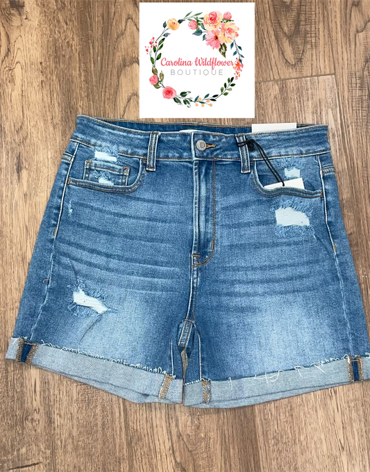 Mary Semi Distressed Shorts