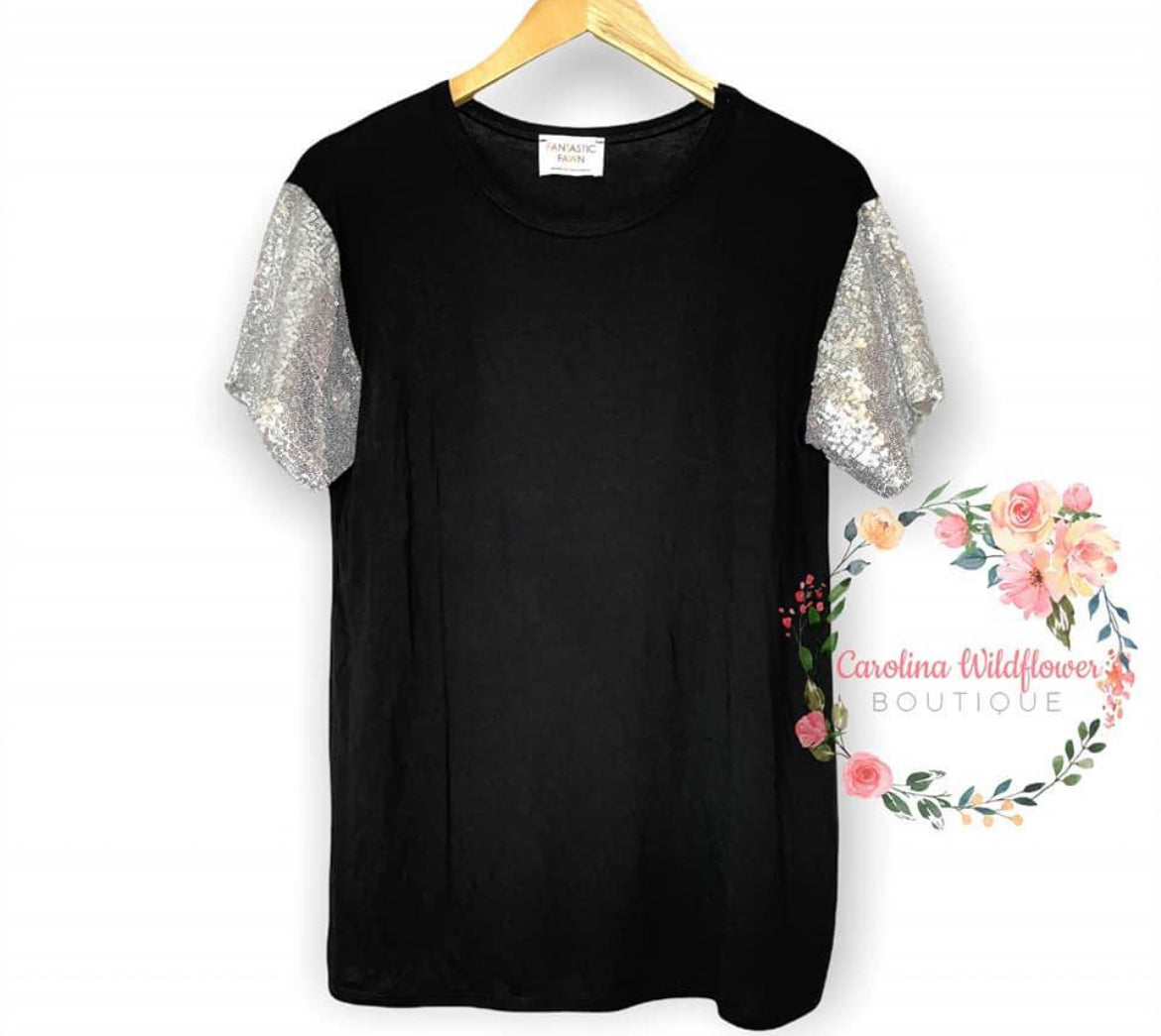 Selene sequin sleeve top