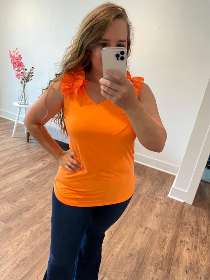 Bright Orange Ruffle Top