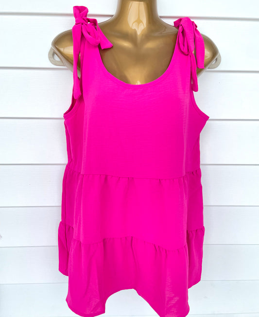 Elle Hot Pink Babydoll Top